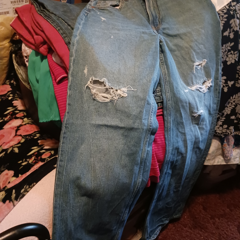 Divided Blue Distressed Flare Jeans